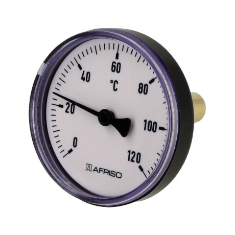 Anlegethermometer Thermometer auf Rohr Rohrthermometer 120°C Heizung Feder  Ø63mm 