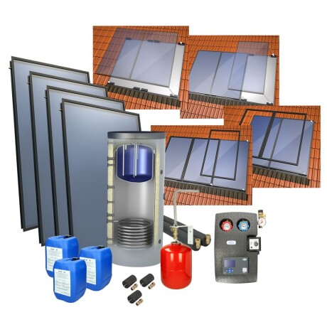 Solarpaket 4plus Indach 800/200l Kombi - speicher 4 Kollektoren: 10,12 m²