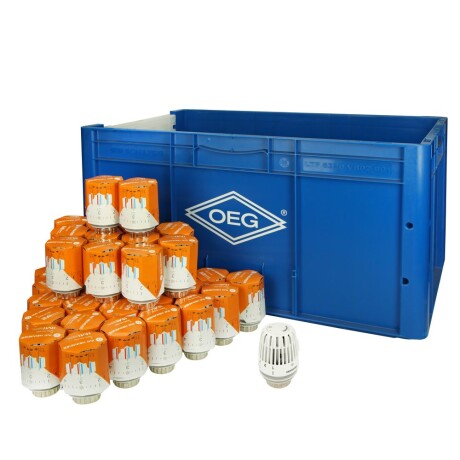 Aktionspaket OEG-Lagerbox + 39 Stück Heimeier Thermostatkopf K