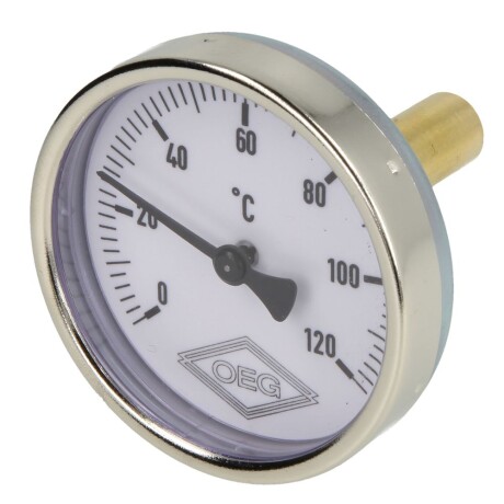 Bimetall-Zeigerthermometer 0-120°C 40 mm Fühler mit 63 mm Gehäuse