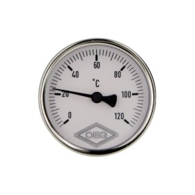 Bimetall-Zeigerthermometer 0-120&deg;C 75 mm F&uuml;hler mit 63 mm Geh&auml;use