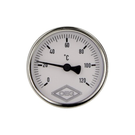 Bimetall-Zeigerthermometer 0-120°C 40 mm Fühler mit 80 mm Gehäuse