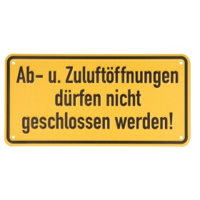 Hinweisschild, Ab-u. Zuluft&ouml;ffnungen Alu, 1061/21