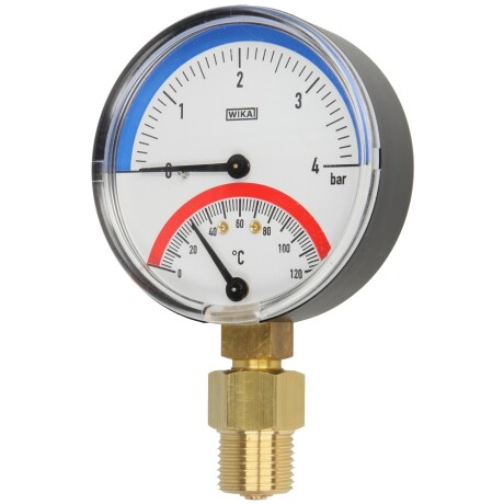 Thermo-Manometer 0-2,5 - 4 bar 0-120°C 80 mm radial ½"