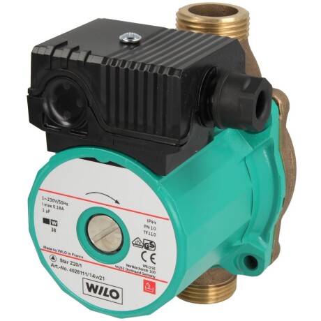 Wilo Star-Z 25/2 EM Trinkwasser Zirkulationspumpe, Wechselstrom, Rp1,  230V/46W - Heizung und Solar zu Discountpreisen