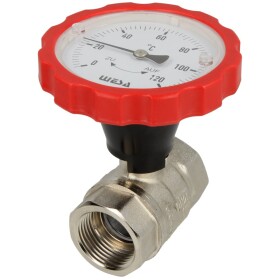 WESA-ISO-Therm-Kugelhahn rot 1 1/2" IG Thermometergriff