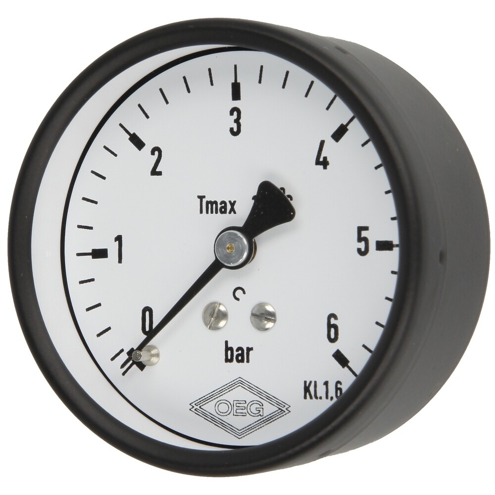 Manometer 0-6 bar 1/4"AG axialer Anschluss bis 130° Metallgehäuse Ø50 
