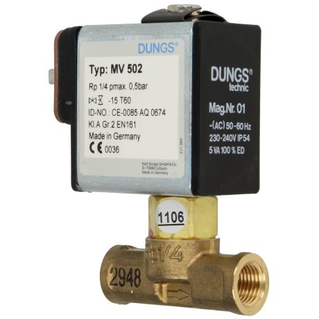 Dungs Gas-Magnetventil MV502, 1/4",NBR, elektrischer Anschluss über Leitungsdose 215953